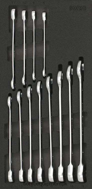 Sonic 12Pt. Flat Ring Ratchet Set Sfs 1/3 12Pcs Latest 6JD02205