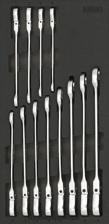 Sonic 12Pt. Flexible Ratcheting Wrench Set Sfs 1/3 12-Pcs Classic 6JD02206