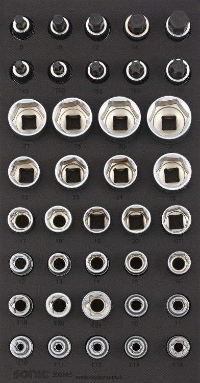 Sonic Bit Socket Set 1/2" Sfs 1/3 38-Pcs Practical 6JD02215