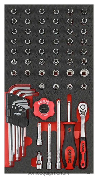 Sonic Flank Socket Set 1/4" 6 Pt. (Sae) Sfs 1/3 61-Pcs Classic 6JD02808
