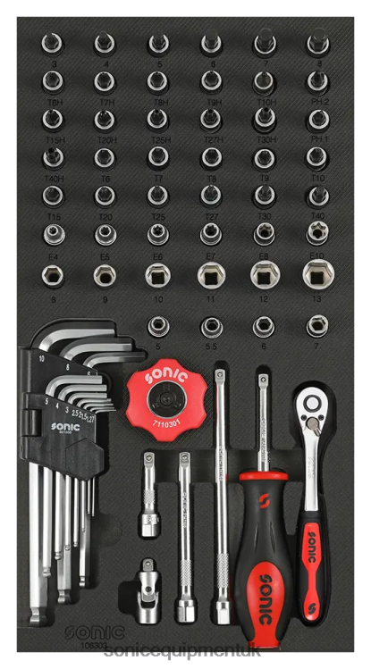 Sonic Flank Socket Set 1/4" 6 Pt. Sfs 1/3 61-Pcs Reliable 6JD02806