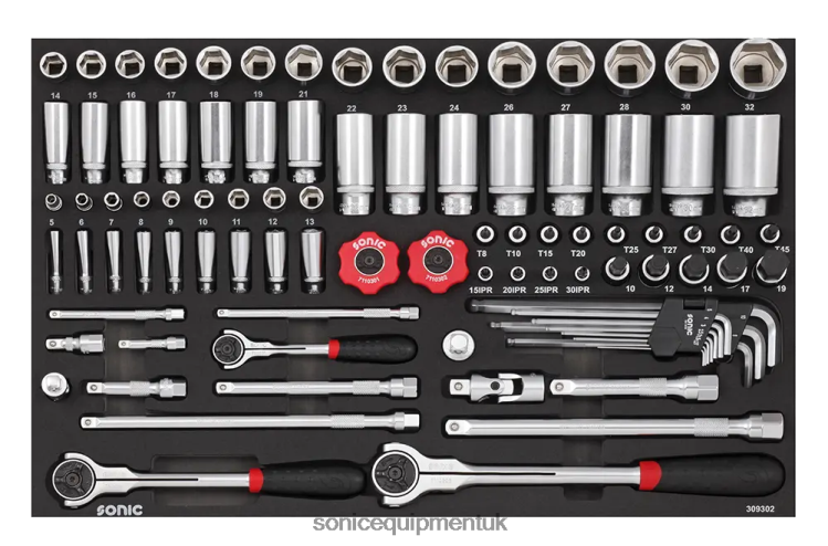 Sonic Socket Set 1/4" 3/8" 12" Metric Sfs 93-Pcs Reliable 6JD02890