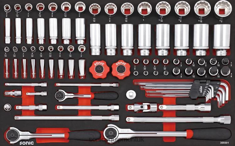 Sonic Socket Set (Sae) 12Pt. 1/4" 3/8" 1/2" Sfs 93-Pcs Practical 6JD02889