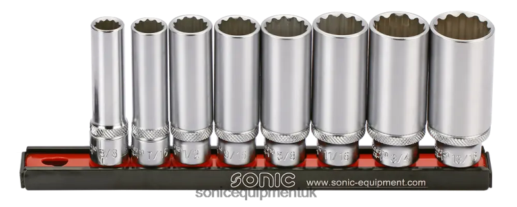 Sonic Deep Socket Set 3/8" (Sae) On Rail 8-Pcs Reliable 6JD02328