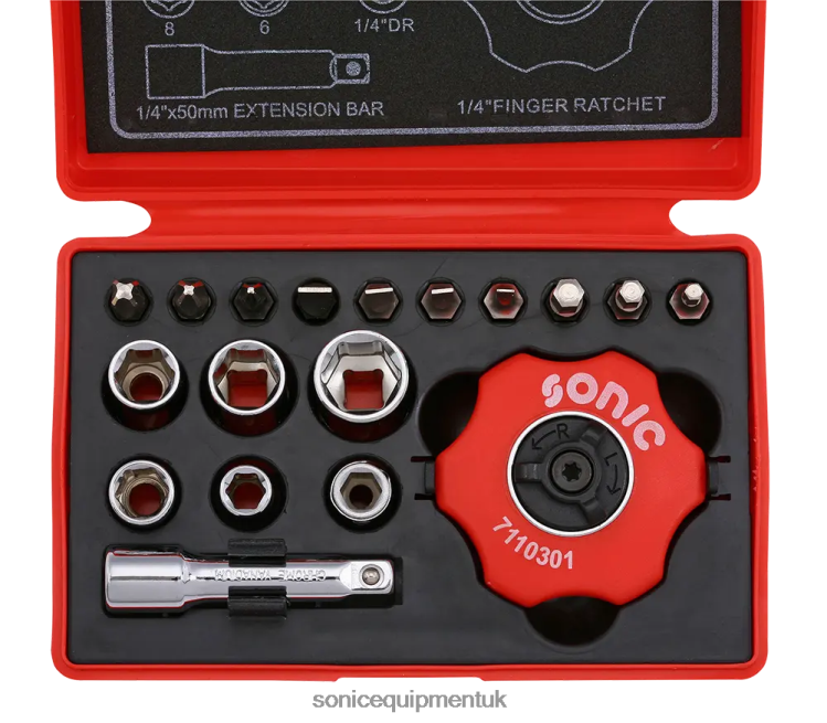 Sonic Disc Ratchet Set 1/4" 19-Pcs Classic 6JD02330