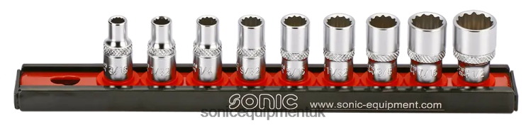 Sonic Socket Set 1/4" (Sae) On Rail 9-Pcs Reliable 6JD02942